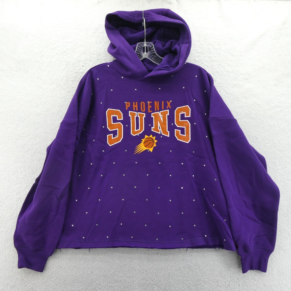 Tommy Jeans Hoodie Women Small‎ Phoenix Suns Purple Rhinestone Y2K Fleece Crop